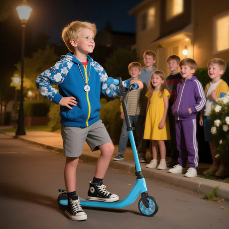 HOMCOM Electric Scooter, 120W Motor E-Scooter, Adjustable Height, Rear Brake for Ages 6+ Years - Blue