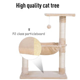 PawHut Cat Scratch Post with Bed Cat Tree for Indoor Cats Sisal Scratching Posts Hammock Kitty Activity Centre Beige
