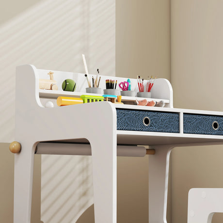 AIYAPLAY Art Table and Chair Set for children, Kids Art Desk and Chair Set with Storage Shelf and Drawers