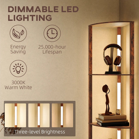 HOMCOM Three-Tier Corner Floor Lamp