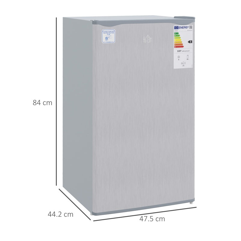 HOMCOM 91 Litre Freestanding Under Counter Fridge Freezer, Small Fridge with Chiller Box, Adjustable Thermostat, 47.5cm Wide, Grey