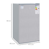 HOMCOM 91 Litre Freestanding Under Counter Fridge Freezer, Small Fridge with Chiller Box, Adjustable Thermostat, 47.5cm Wide, Grey