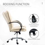 Vinsetto Office Chair, PU Leather Desk Chair with 13cm Soft Padded Seat and Backrest, Swivel Chair with Adjustable Height and Rolling Wheels, Beige