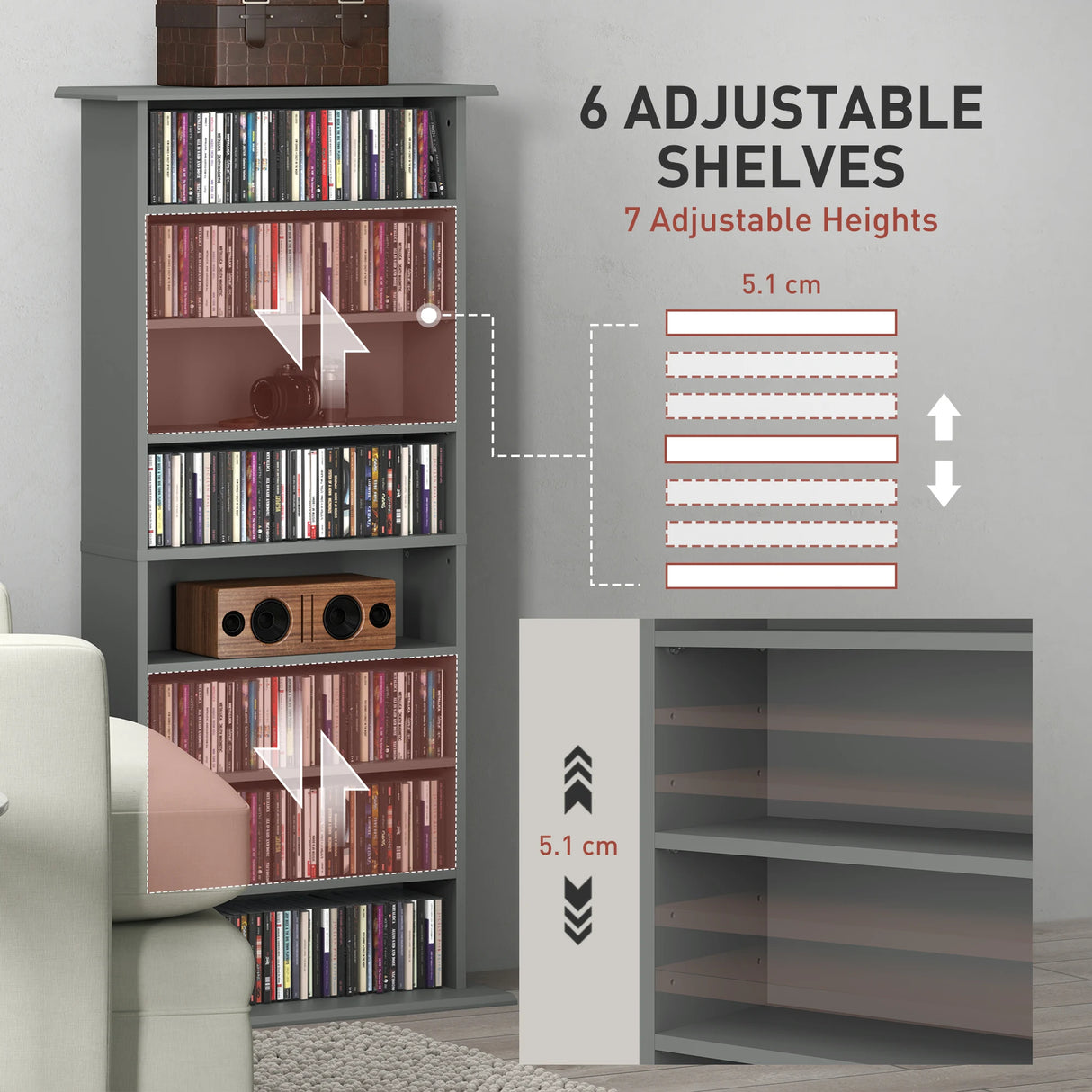 HOMCOM 360 CD Storage Unit - Grey