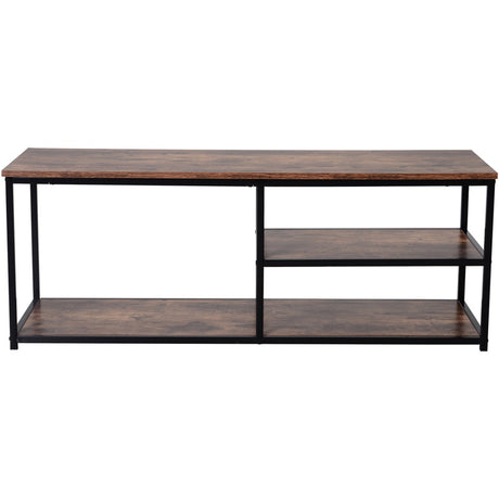 HOMCOM TV Unit for 55 inch TVs, Industrial TV Table with 2 Storage Shelves and Metal Frame, Entertainment Unit For living Room, Rustic Brown