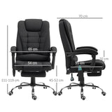 Vinsetto Heated 6 Points Vibration Massage Executive Office Chair Adjustable Swivel Ergonomic High Back Desk Chair Recliner with Footrest Full Black