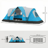 Outsunny 5-6 Man Camping Tent, Tunnel Tent, Water Resistant Hiking Shelter with Groundsheet and Carry Bag, Light Blue