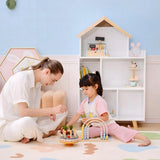 ZONEKIZ Three-Tier Toy Storage Shelf, Kids Bookcase, with Six Cubes, for Playroom, Bedroom - White