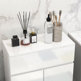 kleankin Freestanding Bathroom Cabinet, High Gloss Storage Cabinet with Doors and Adjustable Shelf, 60 x 30 x 80 cm, White