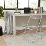 HOMCOM Foldable Chairs, Folding Chairs with Transparent Seat and Backrest, Heavy Duty Steel Frame, 47W x 48D x 75H cm, Clear