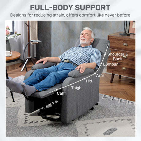 HOMCOM Electric Rise/Recline Armchair, with Reading Light - Grey