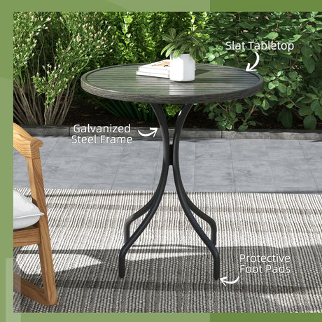 Outsunny 66cm Galvanised Steel Garden Table - Grey