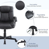 HOMCOM Office Chair, Computer Desk Chair, PU Leather Mid Back Executive Chair with Adjustable Height and Swivel Rolling Wheels for Home Study, Black