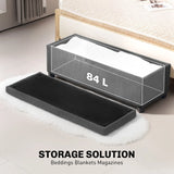 HOMCOM 84L Corduroy Storage Ottoman - Grey