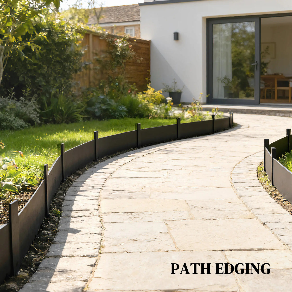 Outsunny 5pcs Garden Fence, Metal Picket Fence Panels, 115x20cm, Black