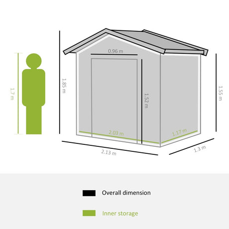 Outsunny 7 x 4ft Lockable Metal Garden Tool Storage Shed Storage - Yellow