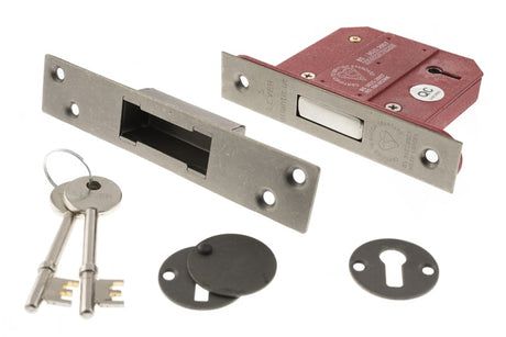 Atlantic 5 Lever Key Deadlock [BS] 2.5" - Distressed Silver - Each