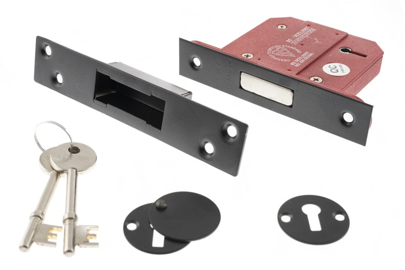 Atlantic 5 Lever Key Deadlock [BS] 2.5" - Matt Black - Each