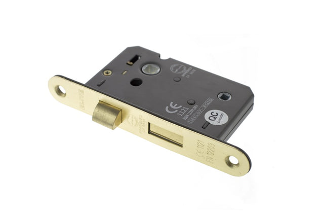 Atlantic Radius Corner Bathroom Lock [CE] 2.5" - Satin Brass - Each