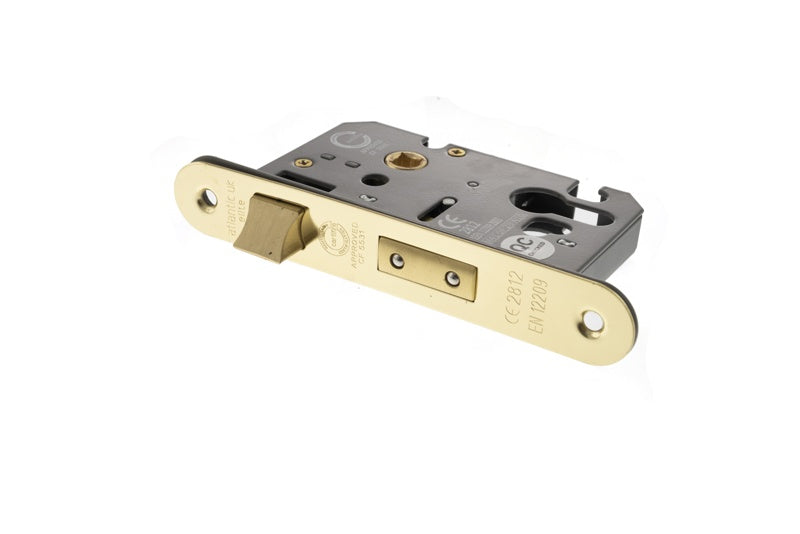 Atlantic Euro Radius Corner Sashlock [CE] 2.5" - Polished Brass - Each