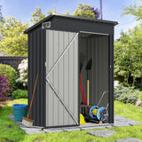 All Season Storage Shed Utility Tool Shed with Sloped Roof Opening Door Vents Galvanized Metal Frame Gray