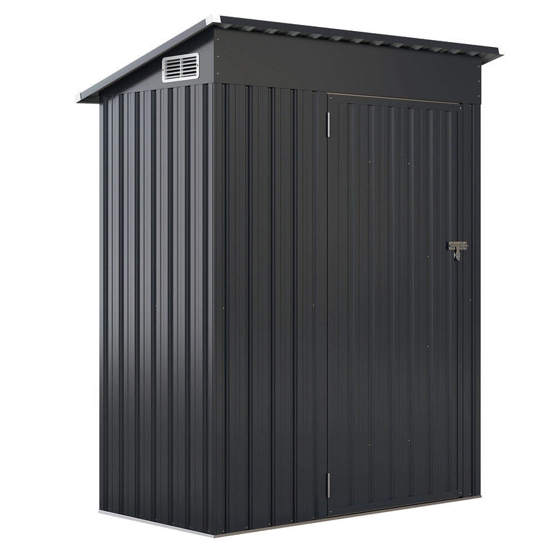 All Season Storage Shed Utility Tool Shed with Sloped Roof Opening Door Vents Galvanized Metal Frame Gray