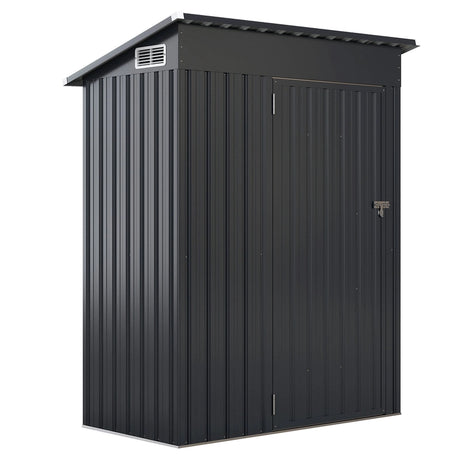 All Season Storage Shed Utility Tool Shed with Sloped Roof Opening Door Vents Galvanized Metal Frame Gray
