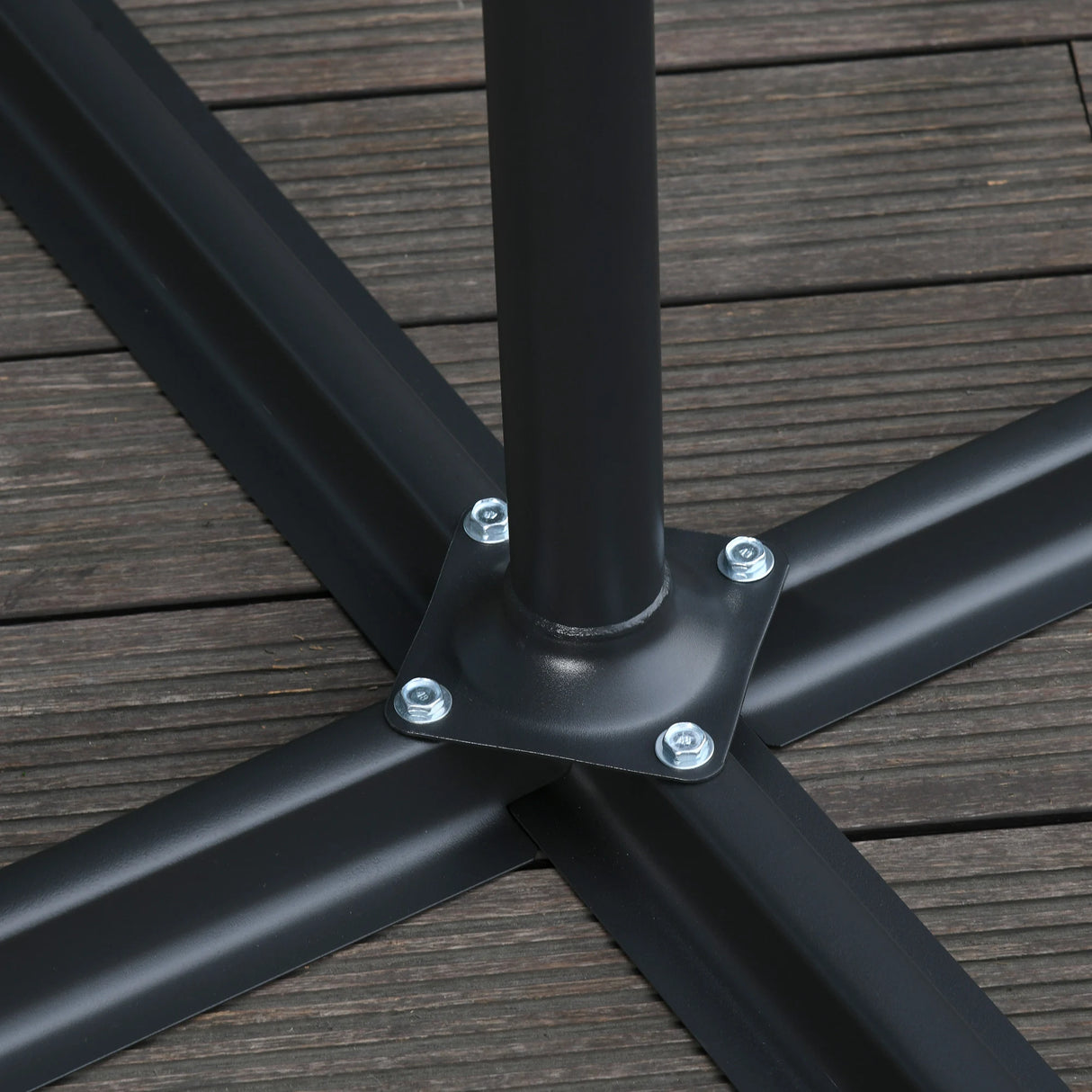 Outsunny 2.45m Overhanging Cantilever Parasol, Heavy Duty Waterproof Garden Umbrella with Cross Base, Black