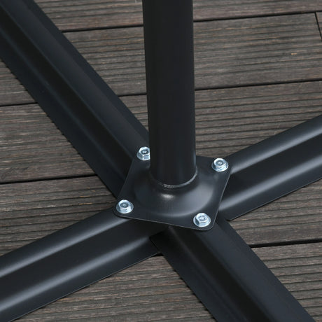Outsunny 2.45m Overhanging Cantilever Parasol, Heavy Duty Waterproof Garden Umbrella with Cross Base, Black