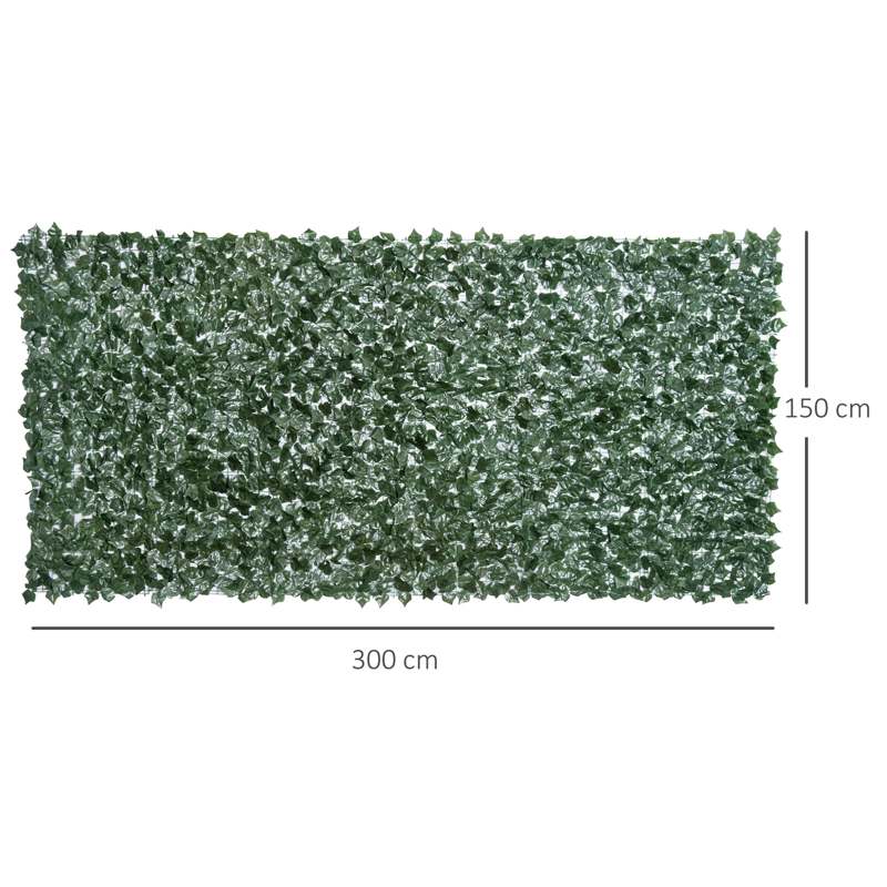 Outsunny 1-Piece Artificial Leaf Hedge Screen Privacy Fence Panel for Garden Outdoor Indoor Decor, Dark Green, 3M x 1.5M