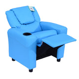 HOMCOM Kids Recliner Chair, PU Leather with Adjustable Backrest, Footrest, Padded Headrest, Blue