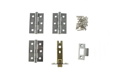 Atlantic Latch Pack [CE] 3" (Latch x1) + 3"x2" (Hinge x3) - Satin Chrome - Each