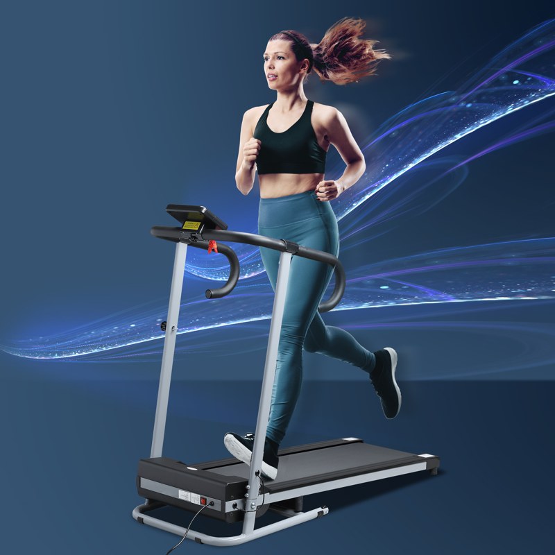 HOMCOM 1.25HP Motorised Electric Treadmill, 10km/h Folding Running Machine, Gym Fitness Exercise with LCD Monitor, Grey