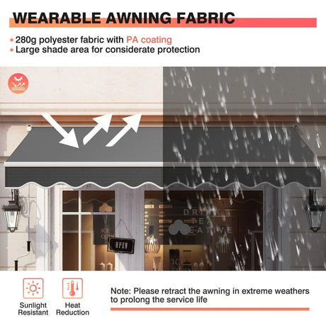 Folding balcony terrace awning 198x245cm