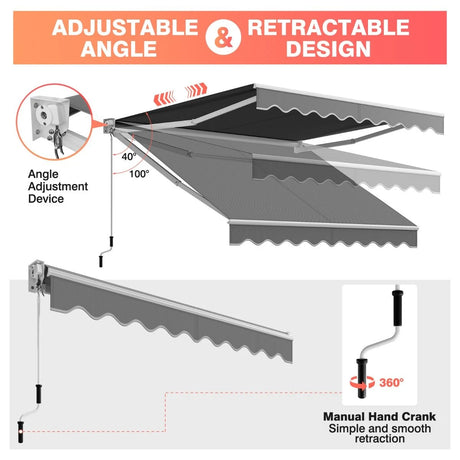 Folding balcony terrace awning 198x245cm