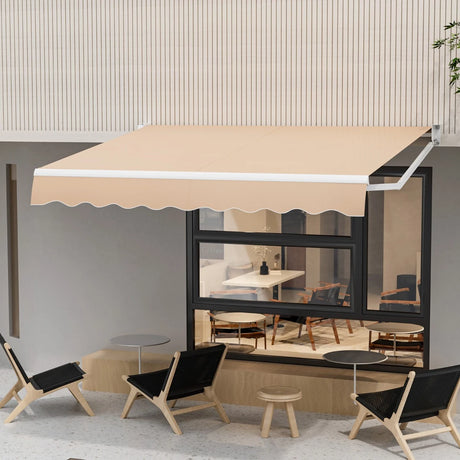8FT  6.5FT Retractable Aluminum Patio Sun Awning-Beige