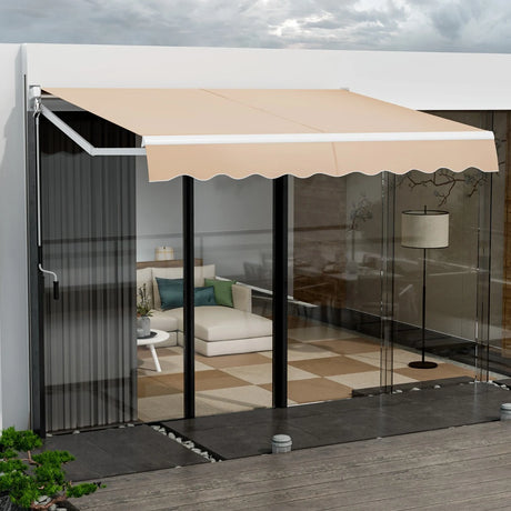 8FT  6.5FT Retractable Aluminum Patio Sun Awning-Beige