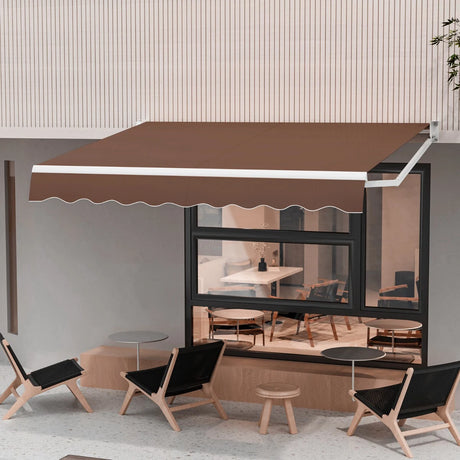 8 x 6.6 Feet Patio Retractable Awning withManual Crank Handle-Coffee