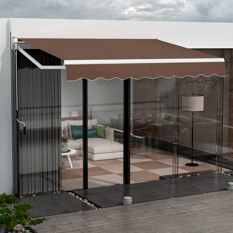 8 x 6.6 Feet Patio Retractable Awning withManual Crank Handle-Coffee