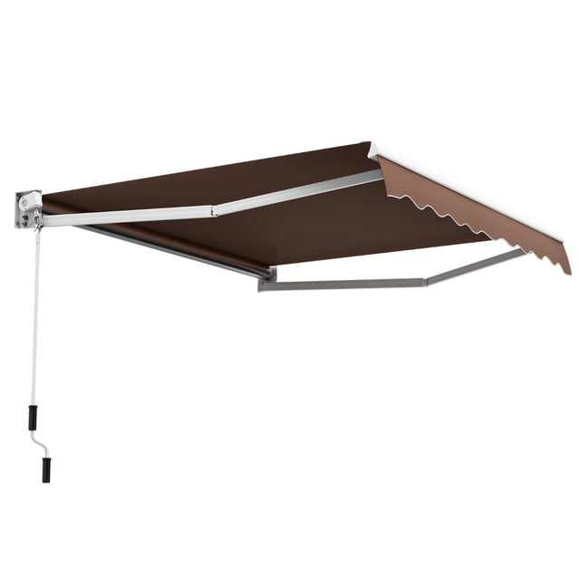 8 x 6.6 Feet Patio Retractable Awning withManual Crank Handle-Coffee