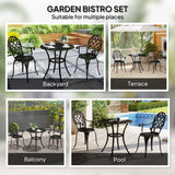 Outsunny Three-Piece Elegant Aluminium Garden Set - Black