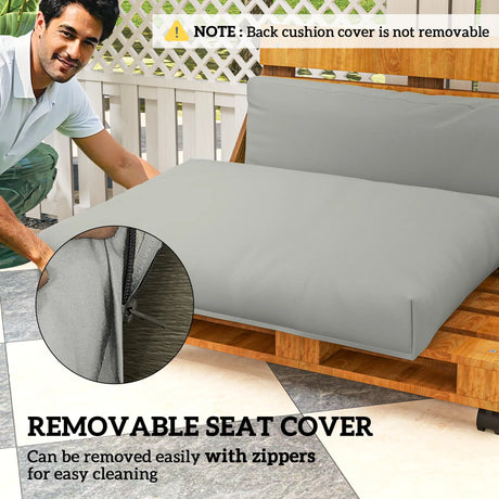 Outsunny Two Piece Seat Pallet and Back Cushions - Light Grey