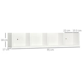 HOMCOM Wall Mount 84 CD / 56 DVD/Blu-ray/ Media Storage Rack 4 Cubes Wooden Shelf Organizer Unit Bookcase Display (White)