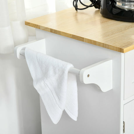 HOMCOM Kitchen Island Utility Cart, with 2 Storage Drawers & Cabinets for Dining Room, White