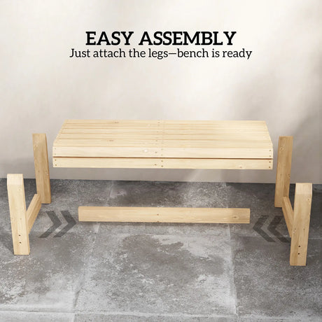 Outsunny Wooden Outdoor Bench, 2 Seater Garden Bench, Backless Patio Bench with Slatted Curved Seat, Natural Wood Finish