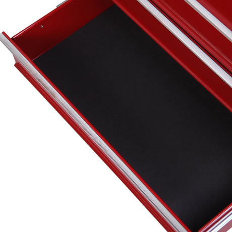 HOMCOM 5 Drawer Tool Box on Wheels, Lockable Steel Tool Cabinet with Side Handle, Red