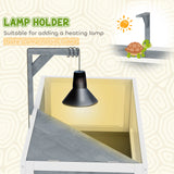 PawHut Wooden Tortoise House with Storage Shelf, Clear Observation Windows, Lamp Holder, Openable Top, Built-in Tray, Grey