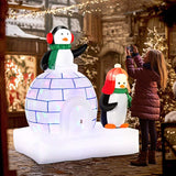 HOMCOM 5ft Christmas Inflatable Two Penguins Wearing a Scarf with Ice House Blow Up Decor Home Indoors with Built-in LED Lights Outdoor Toys in Lawn Garden