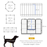 PawHut Steel 8 Panel Dog pen Pet Puppy PlayPen Grey