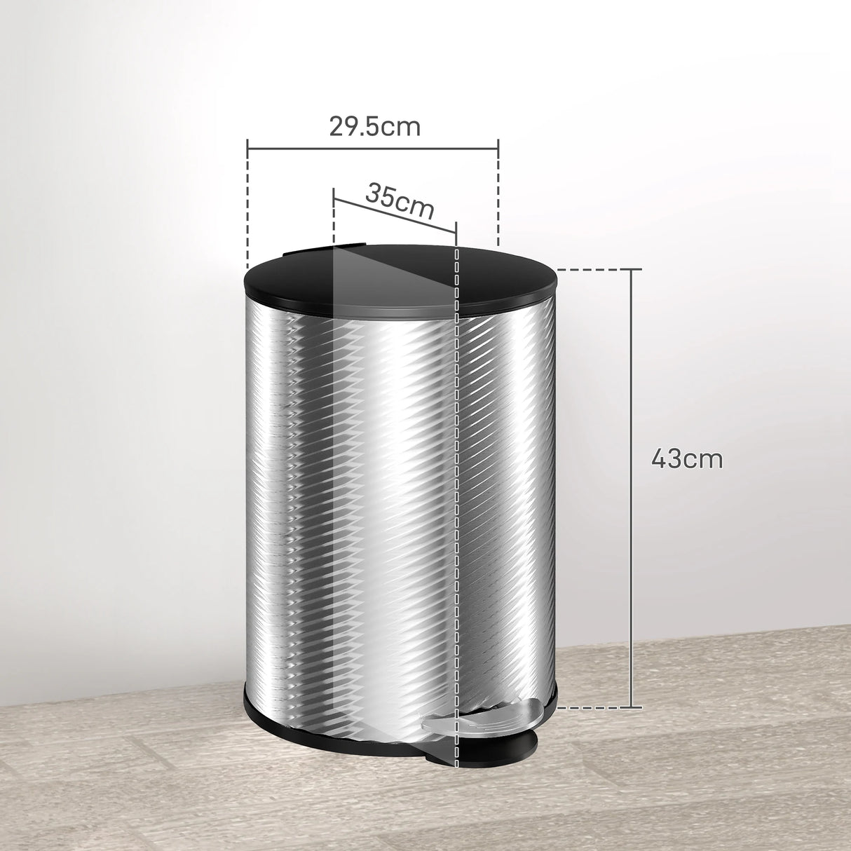 HOMCOM 20L Stainless Steel Compact Home Bin